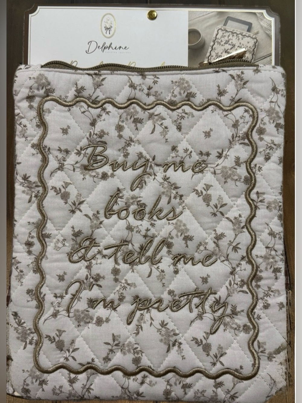 E Reader Pouch Kindle Sleeve Buy Me Books & Tell Me I’m Pretty Brown Shabby Chic